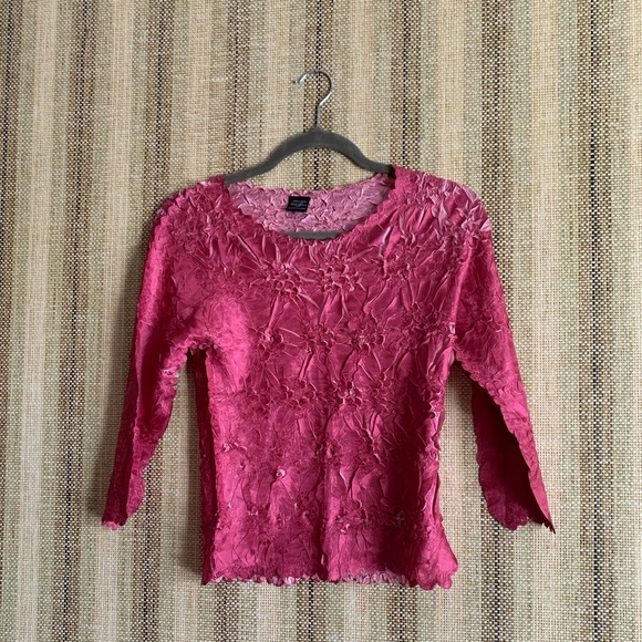 Origami Magic Scarf Top Pink 90s Vintage OS Women’s Shirt Stretch Y2K Style - Picture 1 of 5